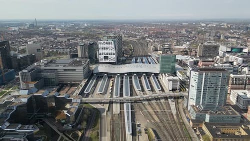 Aerial view of Utrecht train station, Netherlands