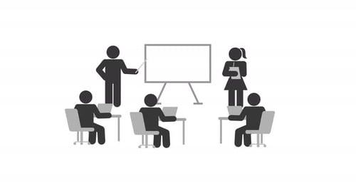 Flat Design Animated Education and Corporate Training Scene