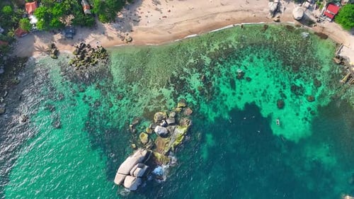 Tropical Island from above by drone aerial view. 4K.