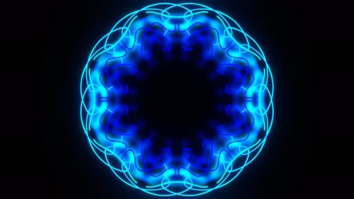 Blue And Cyan Neon Exciting Mandala Background Vj Loop | 4K