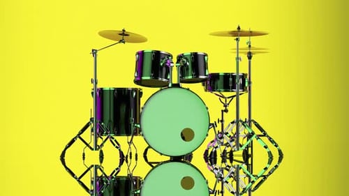 Professional Quality Drum Kit On Glass Stage
