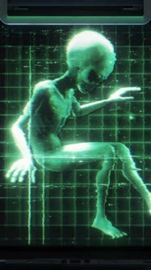 Holographic Alien Creature Scan with Glitch Effect