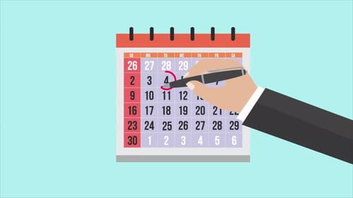 Flat Design Calendar with Hand Marking Dates and Checking Tasks