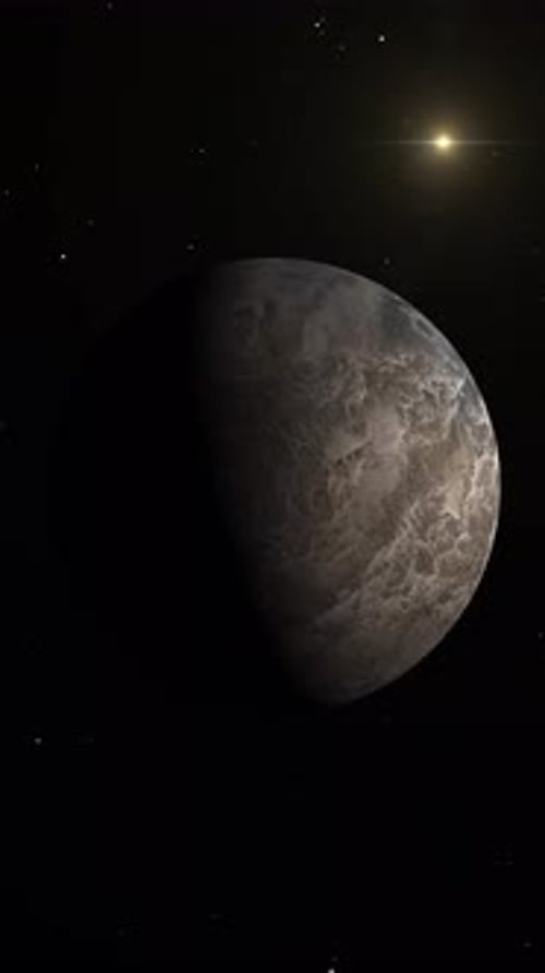 Rotierender Ceres-Zwergplanet mit mysteriöser 4K-Weltraumanimation mit blauem Licht.