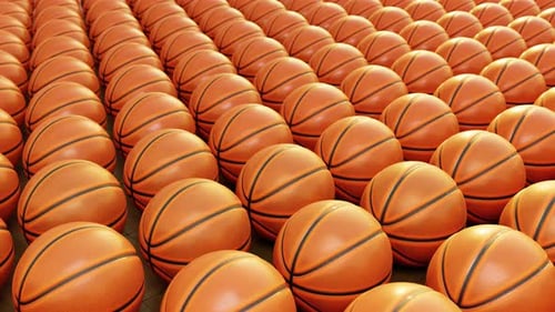 Infinite Basketballs Rolling Camera Animation Background