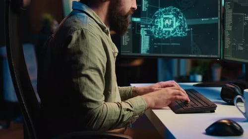 Man Staggered By AI Gaining Consciousness Becoming Android and Waving Hand
