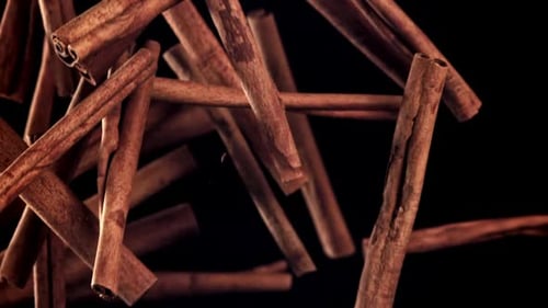 Cinnamon Sticks Fly Up and Down Filmed on a Highspeed Camera at 1000 Fps