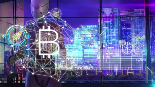 Inteligencia artificial e Infografía sobre Blockchain HD