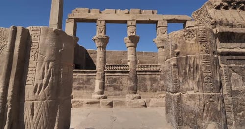 Philae temples, the temple of Hathor, Aswan, upper Egypt