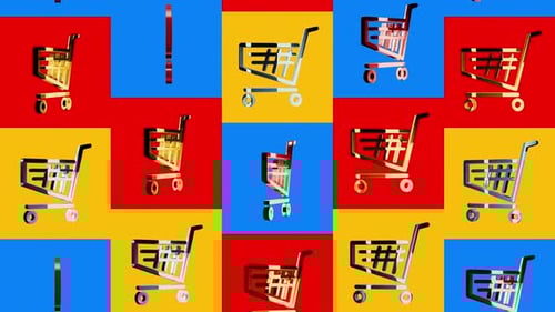 Animated 3D Shopping Cart Icons Pattern Loop