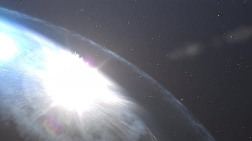 Large Nuclear explosion in the ocean, outer space view