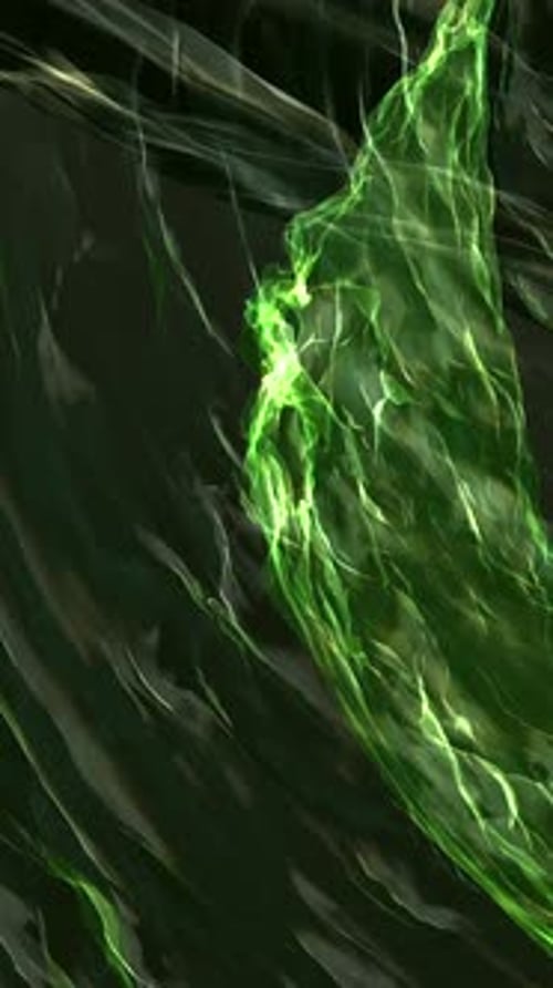 Les tourbillons abstraits d'énergie verte en mouvement créent une atmosphère d'art vibrant et dynamique