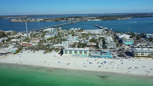 Aerial View of Coastal Town and Beachfront