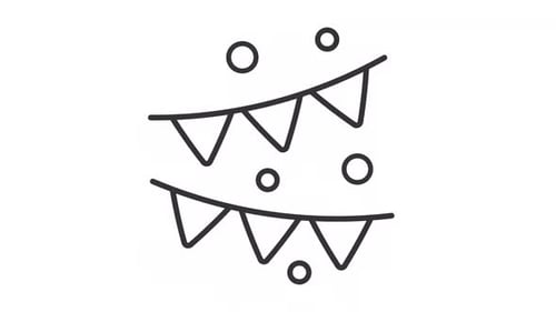 Minimalist Bunting Garlands with Floating Circles Animation