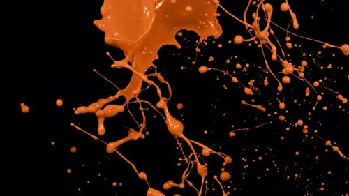 Vibrant Orange Paint Splashing Liquid Alpha Channel Reveal