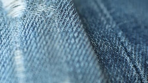 Close Up of Blue Denim Fabric with Texture
