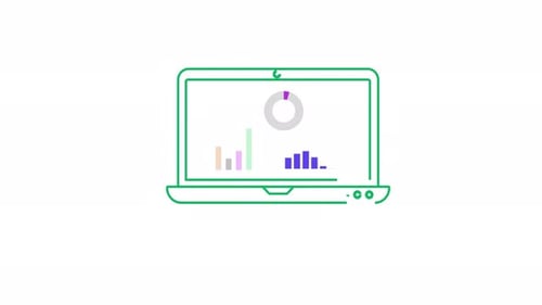 Laptop Showing Animated Charts and Graphs
