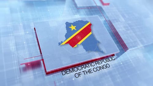 Democratic Republic of Congo Digital Map and Flag Display