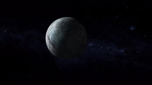 Planeta ficticio Eris original en 3D rotado realista en el espacio