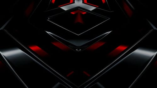 Dynamic Geometric Tunnel with Red Glowing Lights Loop