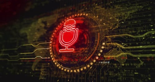 Microphone online podcast and on air live record symbol loop digital concept