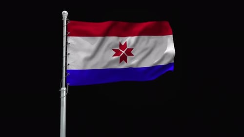 Waving Flag with Red Star Emblem Animation
