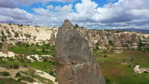 Aerial View of Unique Rock Formations in Cappadocia, Turkey