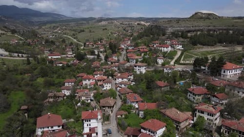 View from above of historical Safranbolu houses, Türkiye