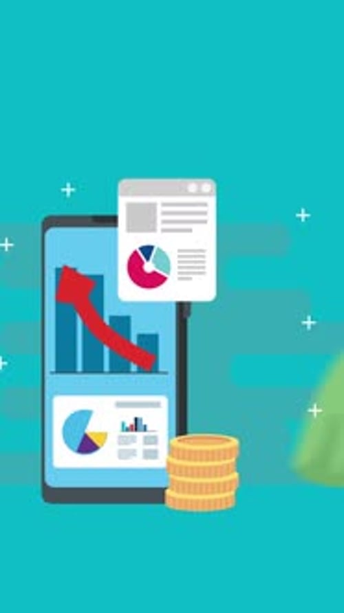 Infographic Of Financial Recovery In Smartphone Vertical Animation