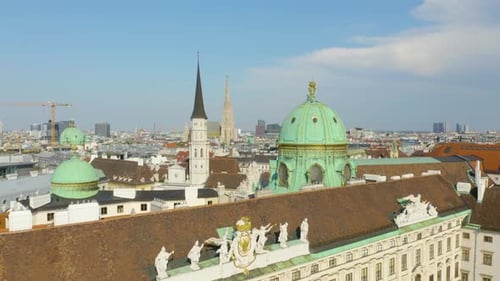 Amazing Close Up View of Viennese Architecture, St. Stephen and St Michael's Church in Background. A