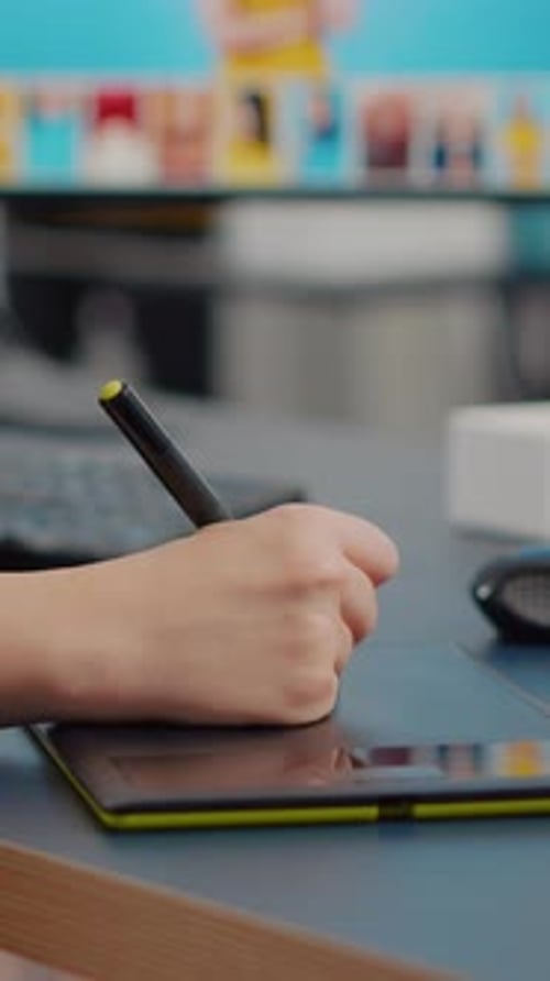 Close Up of Color Designer Freelancer Photographer Editing Customer Photo