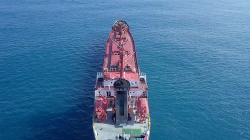 General cargo ship at sea - Aerial footage