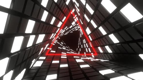 Red And White Neon Lights Spiral Triangle Tunnel Background Vj Loop In 4K