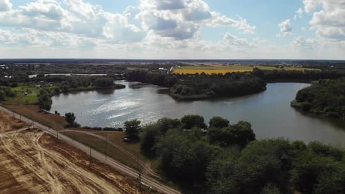 Drone video of the village nature.
