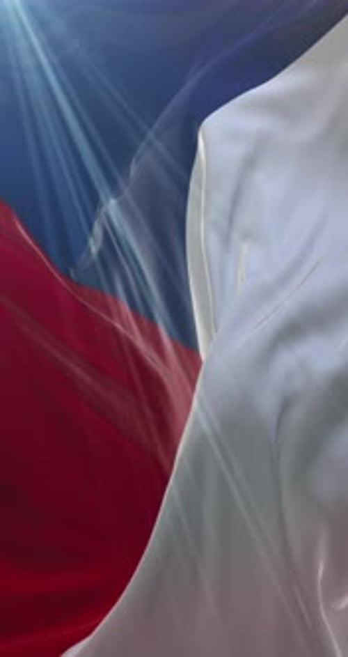 Waving Czech Republic Flag Animation with Sun Rays