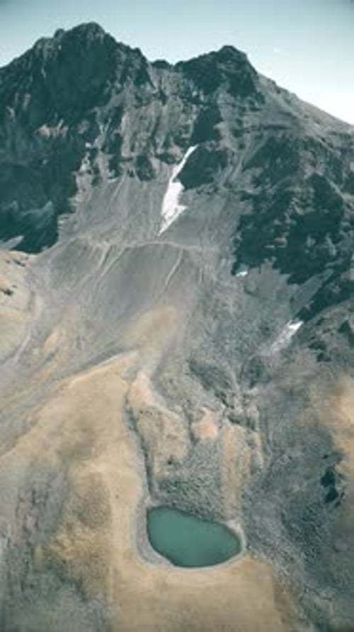 aerial view of the beautiful lake and mountain