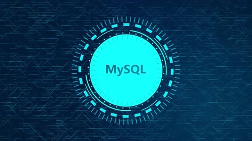 Concept MySQL futuriste 4K avec éléments HUD rotatifs et conception de circuits