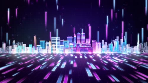 4K Cool Cyberpunk Dazzle Particle City Background