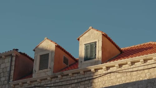 Low Angle of Stone Buildings and Roofs