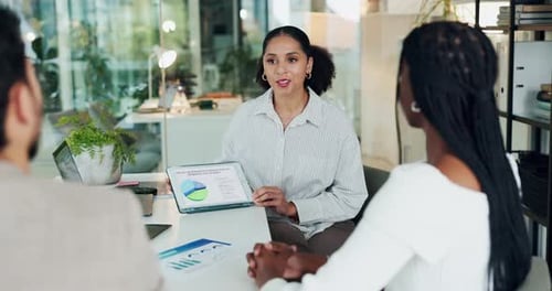 Business Meeting in Office: Presentation, Handshake, Discussion