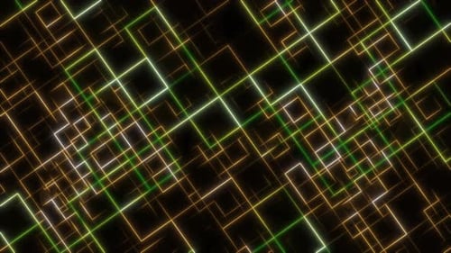 Abstract Neon Glowing Grid Lines Loop Background