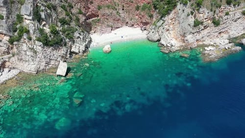 Aerial View of a Cozy Rocky Beach on the Adriatic Coast