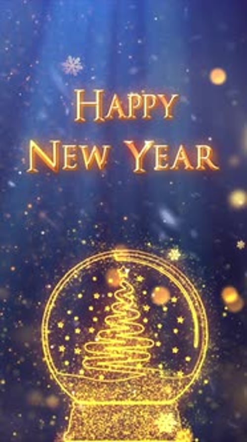 Festive Glowing Snow Globe with Christmas Tree New Year Greeting