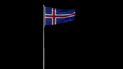 Realistic Iceland Flag Waving Loop Animation