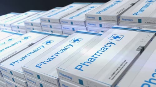 Apotheken- und Schmerzmitteltabletten verpacken die Produktion nahtlos