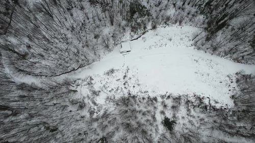 Chalet en el bosque nevado