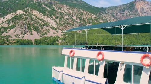 Empty Sightseeing Boat Waiting for Tourists Sailing on Reservoir Green Canyon Antalya Turkey Travel