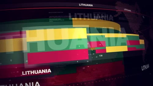 Modern Digital Data Display with Lithuania Flag