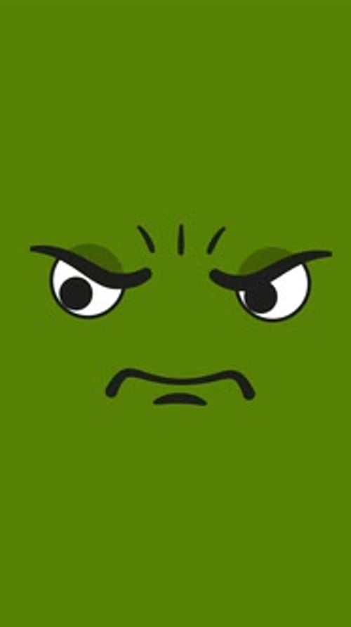 Sad Eyes Looking Left And Right On Vertical On Green Background