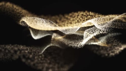 Fluid Golden Particle Waves Abstract Motion Background